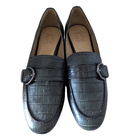 Naturalizer Janie Loafers Green Croc Embossed Leather Slip On Shoes Size 9 - Picture 5 of 8
